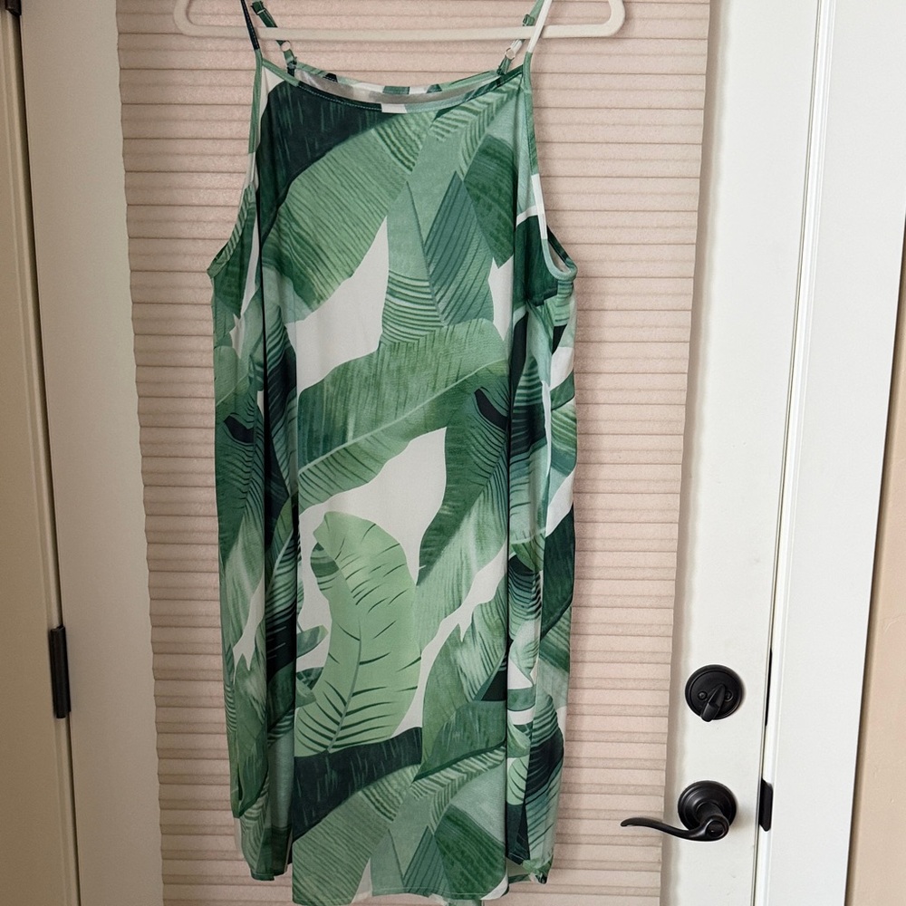 Green Leaf Print Dress